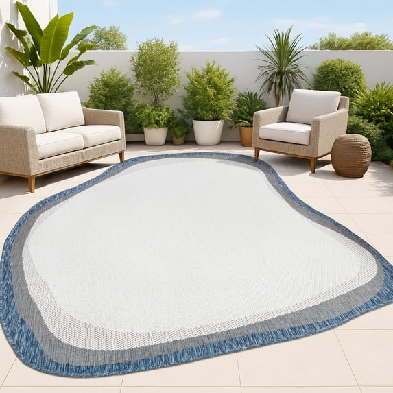 JONATHAN Y SHAPES 8 x 10 Area Rug, Wyatt Rustic Abstract - Cream/Navy, SHP200D-8
