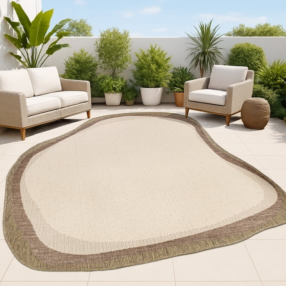 JONATHAN Y SHAPES 9 x 12 Area Rug, Wyatt Rustic Abstract - Beige/Brown, SHP200B-9
