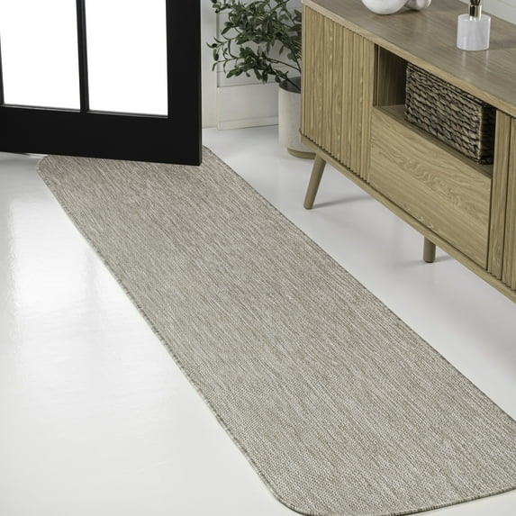 JONATHAN Y SHAPES 2 x 8 Runner Rug, Miles Minimalist Radius Corner - Beige, SHP100B-28