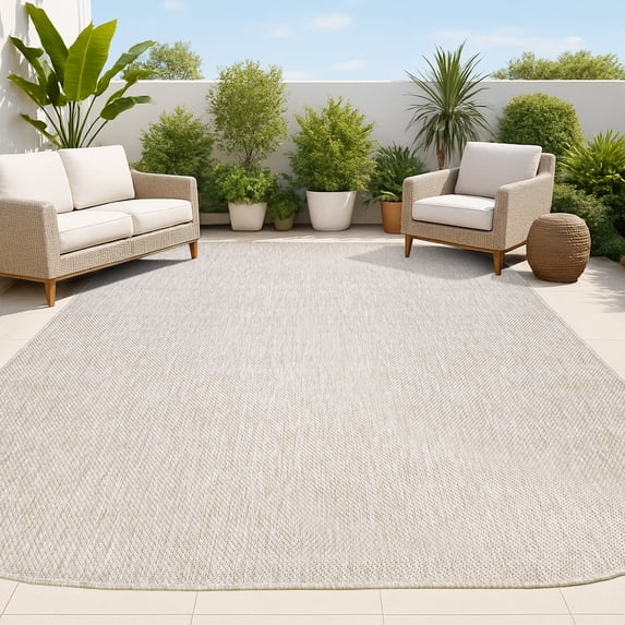 JONATHAN Y SHAPES 9 x 12 Area Rug, Miles Minimalist Radius Corner - Beige, SHP100B-9