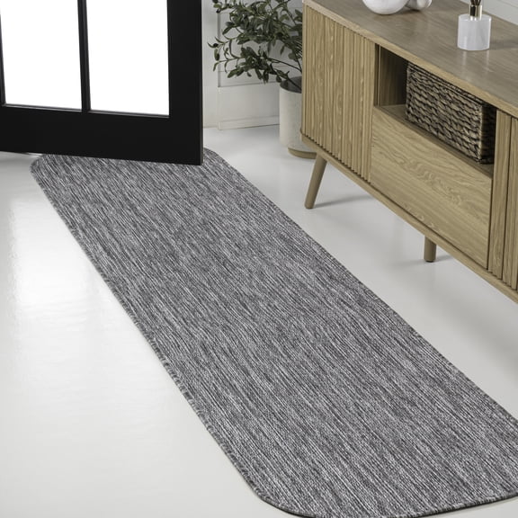 JONATHAN Y SHAPES 2 x 8 Runner Rug, Miles Minimalist Radius Corner - Gray, SHP100C-28