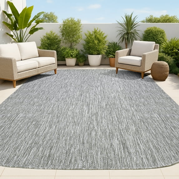 JONATHAN Y SHAPES 8 x 10 Area Rug, Miles Minimalist Radius Corner - Gray, SHP100C-8