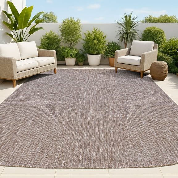 JONATHAN Y SHAPES 6 x 9 Area Rug, Miles Minimalist Radius Corner - Light Brown, SHP100D-6