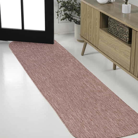 JONATHAN Y SHAPES 2 x 8 Runner Rug, Miles Minimalist Radius Corner - Light Rose, SHP100E-28