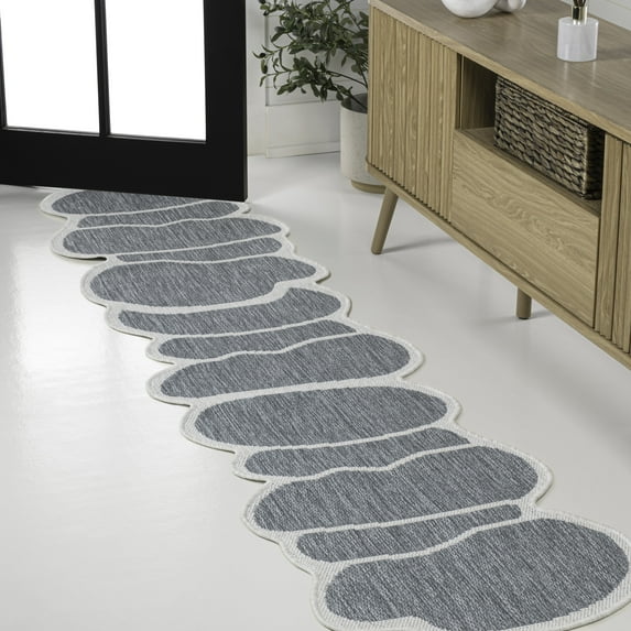 JONATHAN Y SHAPES 2 x 8 Runner Rug, Jasper Rustic Abstract - Blue/Cream, SHP101C-28