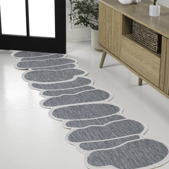 JONATHAN Y SHAPES 2 x 8 Runner Rug, Jasper Rustic Abstract - Blue/Cream, SHP101C-28