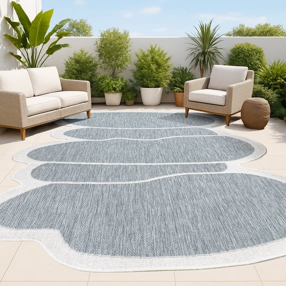 JONATHAN Y SHAPES 6 x 9 Area Rug, Jasper Rustic Abstract - Blue/Cream, SHP101C-6