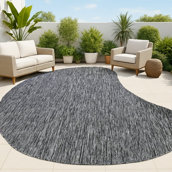JONATHAN Y SHAPES 5 x 8 Area Rug, Evan Rustic Organic Curve - Dark Gray, SHP102B-5