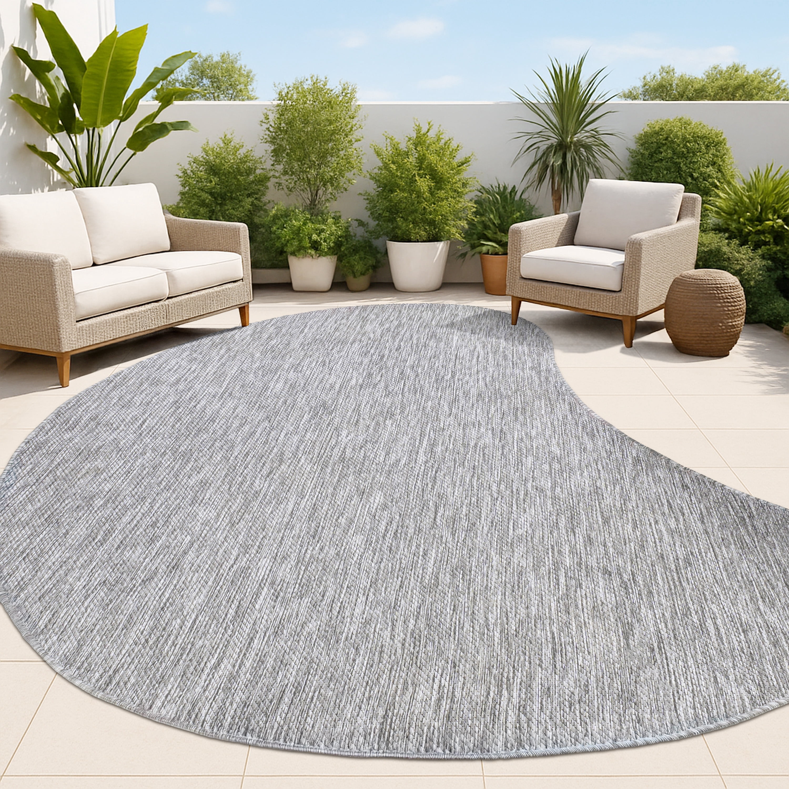 Evan Mini Ribbed Wool Rug JONATHAN Y SHAPES 8 x 10 Area Rug, Evan Rustic Organic Curve - Gray ...