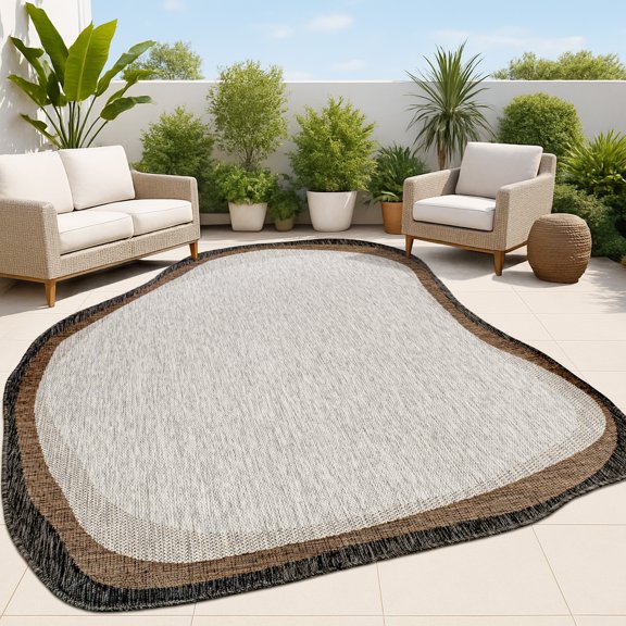 JONATHAN Y SHAPES 4 x 6 Area Rug, Wyatt Rustic Abstract - Gray/Black, SHP200C-4