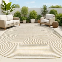 JONATHAN Y SHAPES 5 x 8 Area Rug, Margot Geometric Arch Stripe - Cream/Natural, SHP201B-5