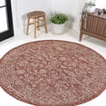 thumbnail image 1 of JONATHAN Y SANTA MONICA 5' Round Area Rug, Tela Bohemian Textured Weave Floral - Red/Taupe, SMB100A-5R, 1 of 3