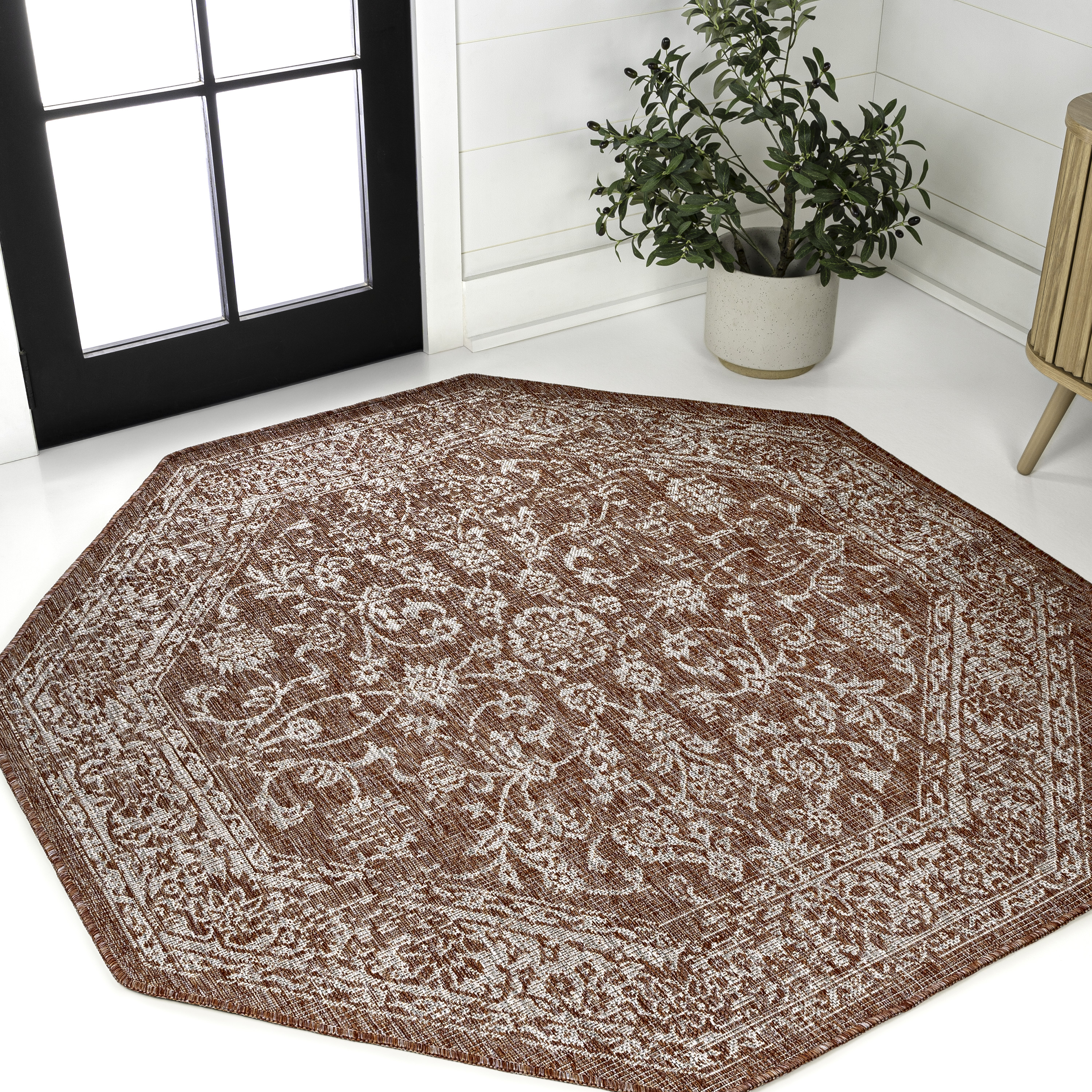 JONATHAN Y SANTA MONICA 5' Octagon Area Rug, Tela Bohemian Textured ...