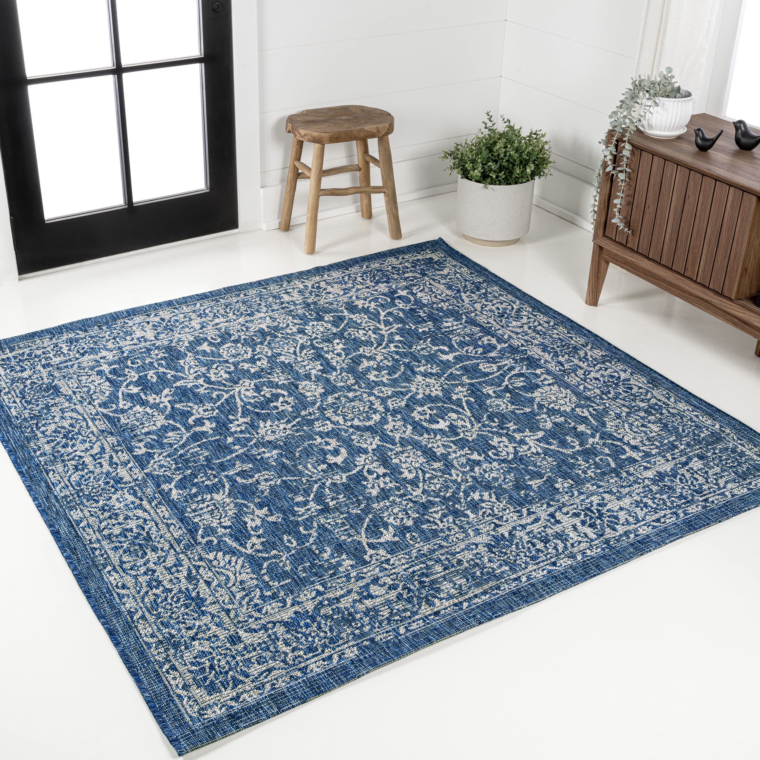 JONATHAN Y SANTA MONICA 4' Square Area Rug, Tela Bohemian Textured ...