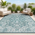thumbnail image 1 of JONATHAN Y SANTA MONICA 3 x 5 Area Rug, Tela Bohemian Textured Weave Floral - Teal/Gray, SMB100C-3, 1 of 2
