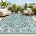 thumbnail image 1 of JONATHAN Y SANTA MONICA 9 x 12 Area Rug, Tela Bohemian Textured Weave Floral - Teal/Gray, SMB100C-9, 1 of 2