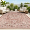 thumbnail image 1 of JONATHAN Y SMB101A-4 Sinjuri Medallion Textured Weave Red/Taupe 4 ft. x 6 ft. Indoor/Outdoor Area Rug, Coastal, Pet Friendly, Stain Resistant, Easy to Clean, for Patio, Living Room; Kitchen, Bedroom, 1 of 3
