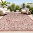thumbnail image 1 of JONATHAN Y SANTA MONICA 5 x 8 Area Rug, Sinjuri Medallion Textured Weave - Red/Taupe, SMB101A-5, 1 of 3