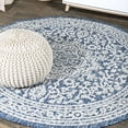 thumbnail image 1 of JONATHAN Y SANTA MONICA 4' Round Area Rug, Sinjuri Medallion Textured Weave - Navy/Gray, SMB101B-4R, 1 of 3