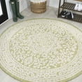 thumbnail image 1 of JONATHAN Y SANTA MONICA 5' Round Area Rug, Sinjuri Medallion Textured Weave - Green/Cream, SMB101E-5R, 1 of 8