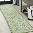 thumbnail image 1 of JONATHAN Y SANTA MONICA 2 x 10 Runner Rug, Sinjuri Medallion Textured Weave - Cream/Green, SMB101H-210, 1 of 8