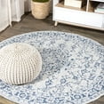 thumbnail image 1 of JONATHAN Y SANTA MONICA 5' Round Area Rug, Rozetta Boho Medallion Textured Weave - Gray/Navy, SMB102B-5R, 1 of 3