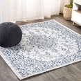 thumbnail image 1 of JONATHAN Y SANTA MONICA 5' Square Area Rug, Rozetta Boho Medallion Textured Weave - Gray/Navy, SMB102B-5SQ, 1 of 3