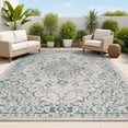 thumbnail image 1 of JONATHAN Y SANTA MONICA 8 x 10 Area Rug, Rozetta Boho Medallion Textured Weave - Gray/Teal, SMB102C-8, 1 of 9