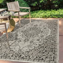 JONATHAN Y SMB102D-5 Rozetta Boho Medallion Textured Weave Gray/Black 5 ft. x 8 ft. Indoor/Outdoor Area Rug, Pet Friendly, Stain Resistant, Easy to Clean, for Patio, Living Room; Kitchen, Bedroom