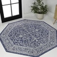 thumbnail image 1 of JONATHAN Y SANTA MONICA 5' Octagon Area Rug, Palazzo Vine and Border Textured Weave - Navy/Gray, SMB103A-5TGN, 1 of 3