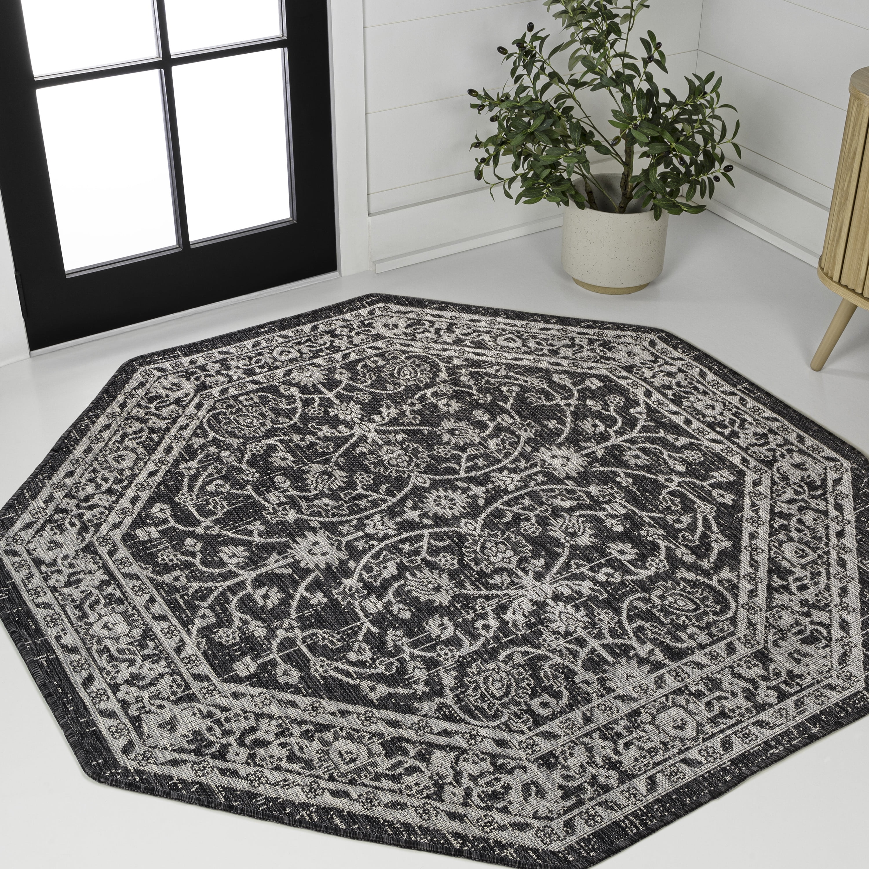 JONATHAN Y SANTA MONICA 8' Octagon Area Rug, Palazzo Vine and Border ...
