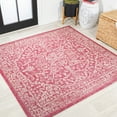 thumbnail image 1 of JONATHAN Y SANTA MONICA 5' Square Area Rug, Malta Bohemian Medallion Textured Weave - Fuchsia/Light Gray, SMB104E-5SQ, 1 of 2
