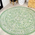 thumbnail image 1 of JONATHAN Y SANTA MONICA 5' Round Area Rug, Malta Bohemian Medallion Textured Weave - Cream/Green, SMB104F-5R, 1 of 7