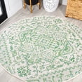 thumbnail image 1 of JONATHAN Y SANTA MONICA 5' Round Area Rug, Estrella Bohemian Medallion Textured Weave - Green/Cream, SMB105G-5R, 1 of 2