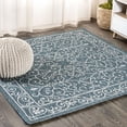 thumbnail image 1 of JONATHAN Y SANTA MONICA 5' Square Area Rug, Charleston Vintage Filigree Textured Weave - Teal/Gray, SMB106F-5SQ, 1 of 4