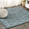 thumbnail image 1 of JONATHAN Y SANTA MONICA 6' Square Area Rug, Charleston Vintage Filigree Textured Weave - Teal/Gray, SMB106F-6SQ, 1 of 4
