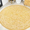 thumbnail image 1 of JONATHAN Y SANTA MONICA 5' Round Area Rug, Charleston Vintage Filigree Textured Weave - Yellow/Cream, SMB106L-5R, 1 of 6