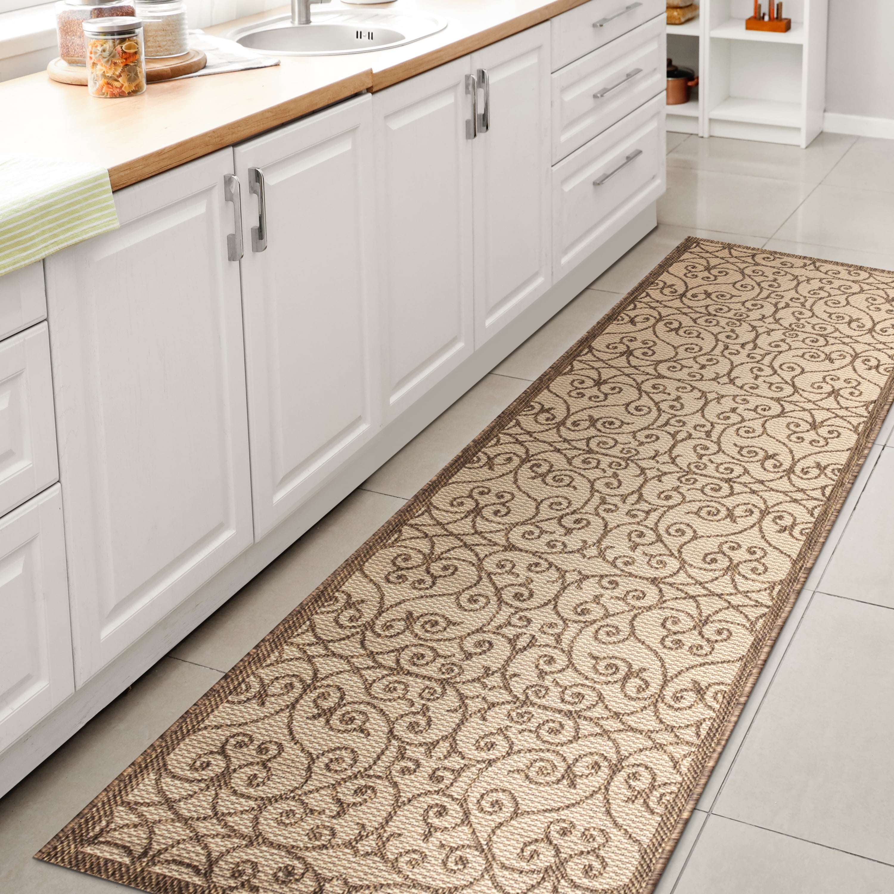 Madrid Beige and Brown Geometric Indoor/Outdoor Runner Rug