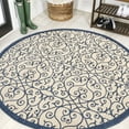 thumbnail image 1 of JONATHAN Y SANTA MONICA 5' Round Area Rug, Madrid Vintage Filigree Textured Weave - Navy/Beige, SMB107G-5R, 1 of 7