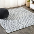 thumbnail image 1 of JONATHAN Y SANTA MONICA 4' Square Area Rug, Ourika Moroccan Geometric Textured Weave - Light Gray/Navy, SMB108A-4SQ, 1 of 5