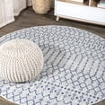 thumbnail image 1 of JONATHAN Y SANTA MONICA 9' Round Area Rug, Ourika Moroccan Geometric Textured Weave - Light Gray/Navy, SMB108A-9R, 1 of 5