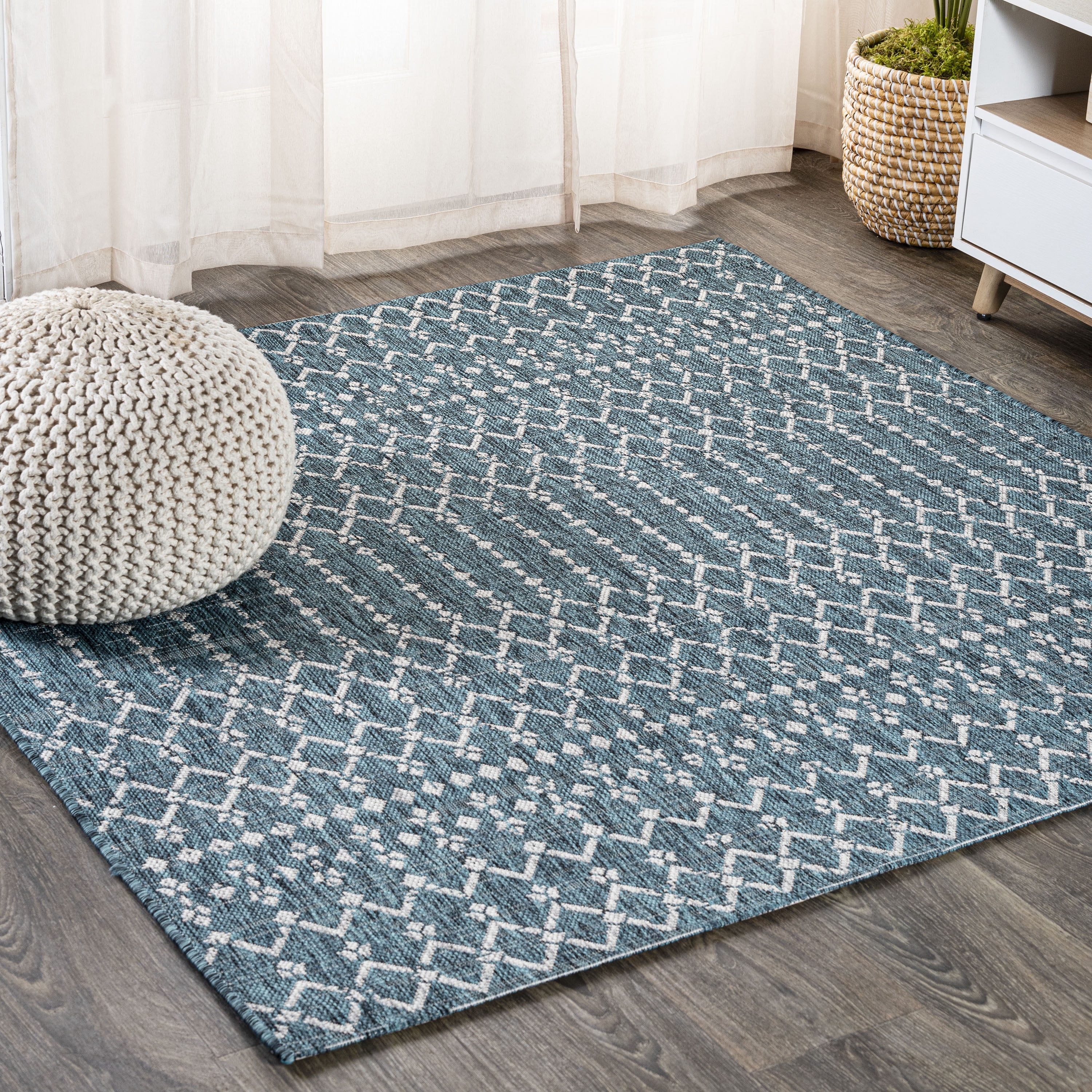 Large Area Textured Rug JONATHAN Y SANTA MONICA Ourika Moroccan Geometric Textured Weave Area ...