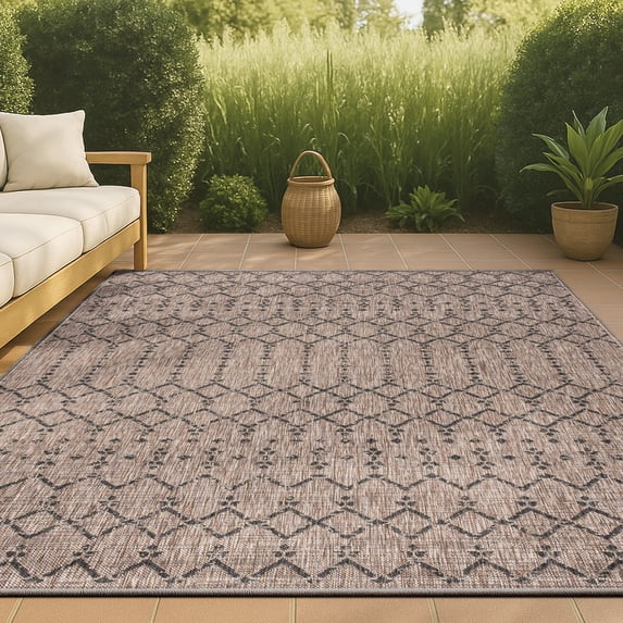 JONATHAN Y SANTA MONICA 9 x 12 Area Rug, Ourika Moroccan Geometric Textured Weave - Natural/Black, SMB108D-9