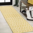 thumbnail image 1 of JONATHAN Y SANTA MONICA 2 x 10 Runner Rug, Ourika Moroccan Geometric Textured Weave - Yellow/Cream, SMB108G-210, 1 of 9