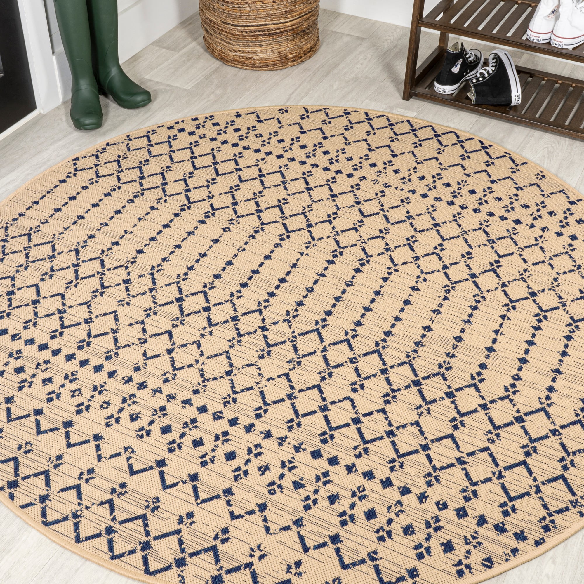 JONATHAN Y SANTA MONICA 9' Round Area Rug, Ourika Moroccan Geometric ...