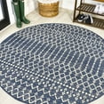 thumbnail image 1 of JONATHAN Y SANTA MONICA 8' Round Area Rug, Ourika Moroccan Geometric Textured Weave - Navy/Beige, SMB108K-8R, 1 of 7
