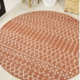 thumbnail image 1 of JONATHAN Y SANTA MONICA 5' Round Area Rug, Ourika Moroccan Geometric Textured Weave - Orange/Cream, SMB108P-5R, 1 of 3