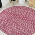 thumbnail image 1 of JONATHAN Y SMB108Q-5R Ourika Moroccan Geometric Textured Weave Fuchsia/Light Gray 5' Round Indoor/Outdoor Area Rug, Pet Friendly, Stain Resistant, Easy to Clean, for Patio, Living Room, Bedroom, 1 of 8