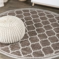 thumbnail image 1 of JONATHAN Y SANTA MONICA 5' Round Area Rug, Trebol Moroccan Trellis Textured Weave - Espresso/Taupe, SMB109B-5R, 1 of 5