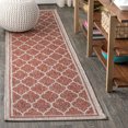 thumbnail image 1 of JONATHAN Y SANTA MONICA 2 x 14 Runner Rug, Trebol Moroccan Trellis Textured Weave - Red/Beige, SMB109C-214, 1 of 6